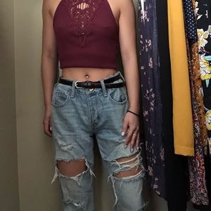 super distressed boyfriend jeans
